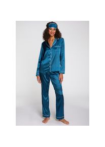 s.Oliver, Unisex, s.Oliver Pyjama Set, 3 Stk. mit Schlafmaske, dunkelgr&uuml;n, 42, Klassisches Pyjamaoberteil mit Reverskragen und Kontrast Piping