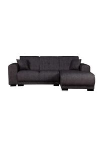 Home Affaire, Home Affaire Ecksofa &raquo;Langeland L-Form&laquo; incl. 2 Zierkissen, Recamiere wahlweise links oder rechts, schwarz, 100% Polyester, B/H/T: 234 