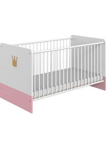 wimex, Babybett &raquo;Cindy2&laquo; mit Schlupfsprossen, wei&szlig;, ros&eacute;, Holzwerkstoff, Rollrost