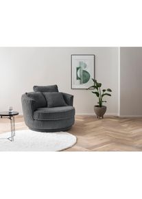 Home Affaire, Home Affaire Drehsessel &raquo;MAISIE Cord, Love Seat XXL, Lese-Sessel BIG-&laquo; Sessel in MEGA CORD u. Web-Velours, 360 Grad drehbar, anthrazit, 