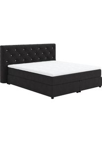 COTTA, COTTA Boxspringbett &raquo;Castle&laquo; mit Strasssteinen im Kopfteil, inkl. Topper, schwarz, 100% Polyester (PES), Struktur soft