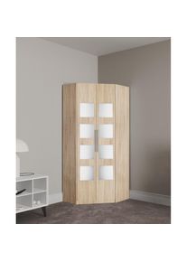 Priess, Priess Eckkleiderschrank &raquo;Saragossa&laquo; mit 8 Einlegeb&ouml;den und 2 Kleiderstangen, struktureichefarben hell, Kunststoff, B/H/T: 193 cm