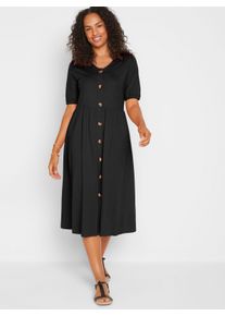 WITT Damen Baumwollkleid mit Knopfleiste, schwarz, Gr&ouml;&szlig;e 44, 100% Baumwolle