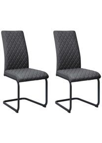 Goodproduct, GOODproduct Esszimmerstuhl &raquo;Valbourg&laquo; () Freischwinger, gepolsterte R&uuml;ckenlehne und Sitzfl&auml;che, 2er Set, anthrazit, schwarz, anthrazit, 