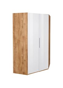wimex, Eckkleiderschrank &raquo;Level by fresh to go&laquo; mit Glast&uuml;ren, plankeneichefarben, wei&szlig;glas, B/H/T: 236 cm