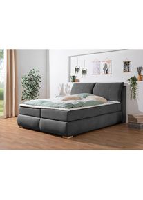 Home Affaire, Home Affaire Boxspringbett &raquo;Breitenthal&laquo; abnehmbare R&uuml;ckenkissen mit Klettband, anthrazit, Struktur (100% Polyester)