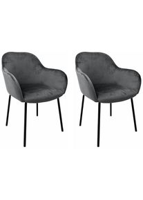 Goodproduct, GOODproduct Esszimmerstuhl &raquo;Dannika&laquo; (Set) 2 Stk.pflegeleichter Veloursstoff, schwarze Metallbeine, Sitzbreite 41 cm, anthrazit, schwarz,