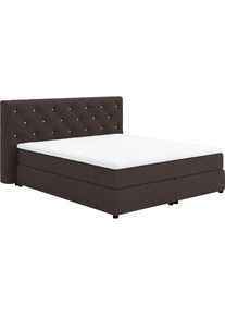 COTTA, COTTA Boxspringbett &raquo;Castle&laquo; mit Strasssteinen im Kopfteil, inkl. Topper, charcoal, 100% Polyester (PES), Struktur soft