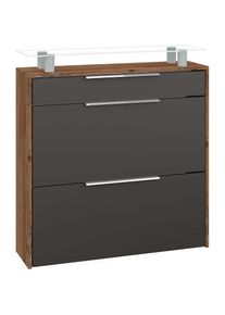 borchardt M&ouml;bel Borchardt M&ouml;bel, borchardt M&ouml;bel Schuhschrank &raquo;Oliva&laquo; Breite 89 cm, h&auml;ngend, mit 2 Doppeltrommel und 1 Schubkasten, vintage eichefarben, graphit matt,