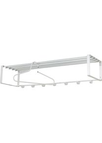 SPINDER DESIGN, Garderobenleiste &raquo;REX&laquo; Wandgarderobe aus Stahl mit Hutablage und 5 bzw. 7 Haken, wei&szlig;, Stahl, B/H/T: 100 cm x 19 cm x 29 cm