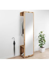 Goodproduct, GOODproduct Garderobenschrank &raquo;Paris&laquo; moderne Garderobenschrank 190cm, mit Kleiderstange und Frontspiegel, votan eichefarben, votan 