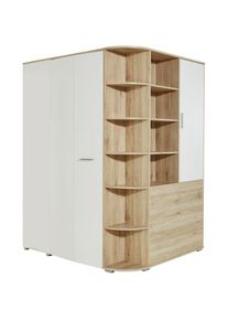 wimex, Eckkleiderschrank &raquo;Joker&laquo; begehbarer Kleiderschrank, Garderobe, Eckl&ouml;sung, eichefarben san remo, wei&szlig;, B/H/T: 124 cm x 198 cm x 148 cm