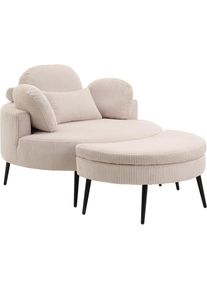 Goodproduct, GOODproduct Loveseat &raquo;Riko Sessel, B: 110 cm, Sitzh&ouml;he: 44 cm&laquo; XXL- Sessel, mit Stauraumhocker, R&uuml;ckenst&uuml;tze & 4 Zierkissen, creme, 100%