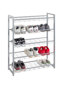 HAKU, HAKU Schuhregal &raquo;Schuhaufbewahrung&laquo; rechteckig - aus Metall Grau - B/T/H 80/30/106 cm, grau, Metall, Stahl, B/H/T: 80 cm x 106 cm x 30 cm