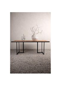Venture Home, Gartentisch &raquo;Khung, stabile Esstafel f&uuml;r den Aussenbereich&laquo; Outdoortisch, Terrassentisch mit Metallgestell, natur, schwarz, natur, B/H/T