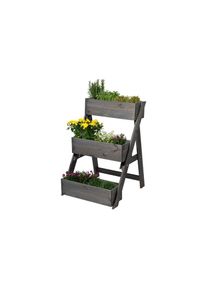 Dobar, Dobar Hochbeet &raquo;Pflanztreppe 3-stufig&laquo;, grau, B/H/T: 60 cm x 90 cm x 70 cm