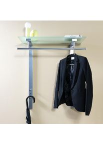 SPINDER DESIGN, Garderobenleiste Metall, Funktional, 33 cm tief, silber, Glas, Metall, B/H/T: 80 cm x 90 cm x 33 cm