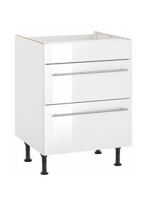 Optifit, OPTIFIT Kochfeldumbauschrank &raquo;Bern&laquo; 60 cm breit, mit 2 Ausz&uuml;gen, mit h&ouml;henverstellbare F&uuml;sse, wei&szlig; hochglanz, wei&szlig;, B/H/T: 60 cm x 87 cm x 