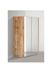 wimex, Eckkleiderschrank &raquo;New York&laquo; mit Spiegelt&uuml;ren und LED Leuchte, plankeneichefarben, B/H/T: 90 cm x 236 cm x 56 cm