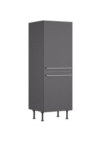 Kochstation, KOCHSTATION K&uuml;hlumbauschrank &raquo;KS-Bern2&laquo; Breite 60 cm, H&ouml;he 176,6 cm, 2 T&uuml;ren (H&ouml;he 89,2/70 cm), 1 Einlegeboden, anthrazit, anthrazit, 