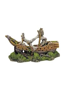 Nobby, Aquariendeko &raquo;Aqua Ornaments Boot 22 x 9,5 x 12,5 cm&laquo; Figur eines gekenterten Schiffs, braun, gr&uuml;n, Kunststoff, B/H/T: 9,5 cm x 12,5 cm x 22 cm