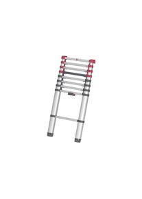 Hailo, Anlegeleiter &raquo;T80 Flexline 260 9 Stufen&laquo; Aluminium Sicherheits-Teleskopleiter, silberfarben, rot, schwarz, Aluminium