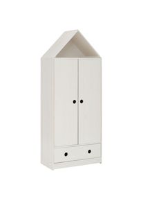 L&uuml;ttenh&uuml;tt L&uuml;ttenh&uuml;tt, Kleiderschrank &raquo;Alpi&laquo; Kiefernholz, mit Einlegeb&ouml;den und Kleiderstange, H&ouml;he 180 cm, wei&szlig;, Massivholz, B/H/T: 75 cm x 180 cm x 40 cm