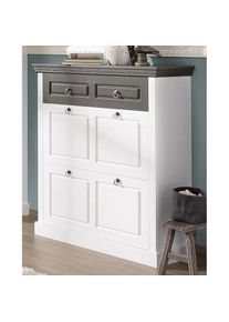 GOODproduct Armoire &agrave; chaussures &raquo;Basilico&laquo; en pin massif, FSC , largeur 90 cm, avec tiroir, aspect cassette