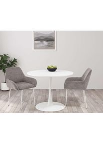 Goodproduct, GOODproduct Esszimmerstuhl &raquo;Gabbie&laquo; (Set) 2 Stk.mit weissen Metallbeinen, Webstoff Bezug, Sitzh&ouml;he 47,5 cm, hellgrau, wei&szlig;, 100% 
