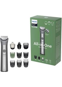 Philips, Multifunktionstrimmer &raquo;Series 5000 MG5921/15&laquo; 10 Aufs&auml;tze 10-in-1-Trimmer f&uuml;r Gesicht, K&ouml;rper und Kopfhaare, silberfarben, 100 % wasserdicht 