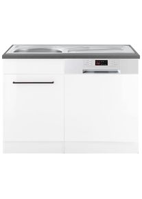 Kochstation, KOCHSTATION Sp&uuml;lenschrank &raquo;KS-Tulsa&laquo; 110 cm breit, inkl. T&uuml;r/Sockel f&uuml;r Einbaugeschirrsp&uuml;ler, Metallgriff, wei&szlig; hochglanz, B/H/T: 110 cm 