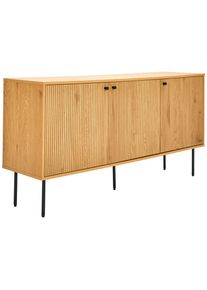 CARRYHOME Sideboard , Schwarz, Eichefarben , Metall, Holzwerkstoff , 3 F&auml;cher , 150x75x40 cm , Typenauswahl, Beim&ouml;bel erh&auml;ltlich, stehend , Kleinm&ouml;bel, Kommoden, Sideboards