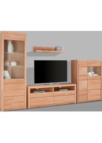 Goodproduct, GOODproduct Wohnwand &raquo;Silkeborg: 4-teilig, Breite: 290cm, Griffmulden, Fronten Massivholz&laquo; Set, Set besteht aus 1 Vitrine, 1 Lowboard, 1 