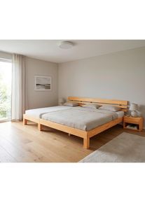 P & B Familienbett , Holz , Buche , Hartholz , 270x200 cm , Kingsize, sichtbare Massivholzteile, Familienbett , Schlafzimmer, Bett, Familienbetten
