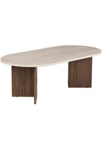 Mid.you Couchtisch , Walnussfarben, Elfenbein , Holzwerkstoff , Travertinoptik , 119x40x60 cm , Wohnzimmer, Wohnzimmertische, Couchtische