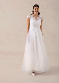 Brautkleid aus zartem T&uuml;ll mit Spitze in weiss, Gr&ouml;sse 40, bonprix