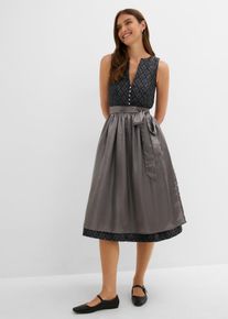 Dirndl avec tablier (ens. 2 pces) en gris, Taille 44, Couleur/Motif: gris/noir motif, bonprix