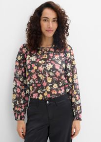 Chiffon-Tunikabluse in schwarz, Gr&ouml;sse 46, bonprix