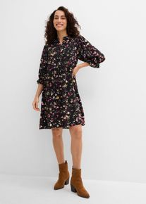 ausgestelltes Tunika-Kleid in schwarz, Gr&ouml;sse 48, bonprix