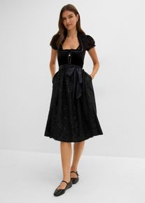 Dirndl mit Samtrock (2-tlg.Set) in schwarz, Gr&ouml;sse 52, bonprix