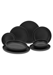 Creatable Kombiservice , Schwarz , Keramik , 8-teilig , 400 ml , lebensmittelecht, stapelbar , Geschirr, Geschirr-Sets, Kombiservice