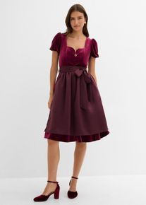 Dirndl avec tablier (ens. 2 pces) en rouge, Taille 44, Couleur/Motif: bordeaux, bonprix