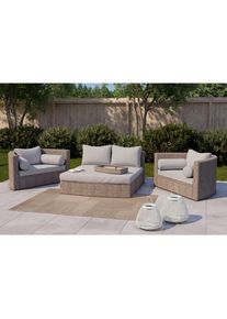 Ambia Garden Loungegarnitur , Braun, Grau , Metall, Kunststoff, Textil , F&uuml;llung: Polyester,Polyester,Polyester , rostfrei , Gartenm&ouml;bel, Loungem&ouml;bel, Gartenlounge-Sets