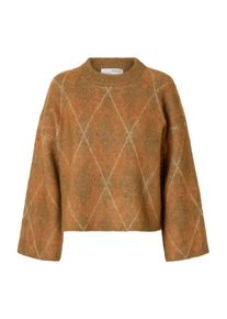 Selected Pullover 'SLFLULU' Damen Gr&ouml;&szlig;e L ecru / cognac / hellbraun