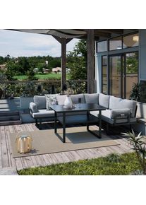 Dieter Knoll Collection Dieter Knoll Dining-Loungeset , Anthrazit, Dunkelgrau , Metall, Textil, Stein , 3-teilig , F&uuml;llung: Polyester,Polyester,Schaumstoff , seitenverkehrt montierbar, L-Form , 236x202 cm , Gartenm&ouml;bel, Gartengarnituren, Gartenm&ouml;bel-Set