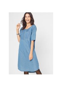 bonprix, Unisex, bonprix Jeanskleid aus weichem Jeans-Material, mit Biesen und Knopfleiste am Oberteil, blau stone, 48, N-Gr, Weiches Jeans-Material 