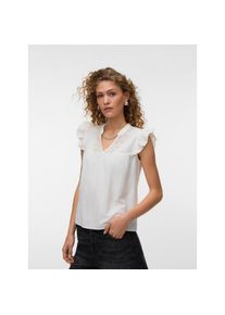 V&eacute;ro Moda Vero Moda, Unisex, R&uuml;schentop &raquo;VMDICTHE EMB SL V-NECK TOP WVN GA&laquo; Baumwolle, regular fit, snow wei&szlig; detail:pumice stone embroidery, S, Blusentop von 
