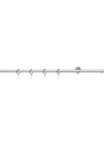 GOOD LIFE, Gardinenstange &raquo;CAP&laquo; &Oslash; 16 mm 1 l&auml;ufig-l&auml;ufig Fixmass mit Ringen, chromfarben, Kunststoff, Metall