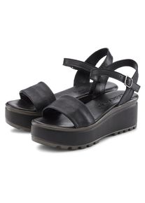 Lascana, Unisex, Lascana Sandalette &raquo;Riemchensandalette, Sandale, Sommerschuh, offener Schuh,&laquo; NEU aus Leder mit Keilabsatz, schwarz, 37, Aus 
