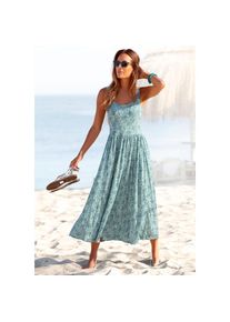 Vivance, Unisex, Midikleid &raquo;mit Bl&uuml;mchendruck aus Viskosejersey&laquo; Ohne Taschen luftiges Sommerkleid, Strandkleid, Blumenkleid, Viskosekleid, gr&uuml;n, 